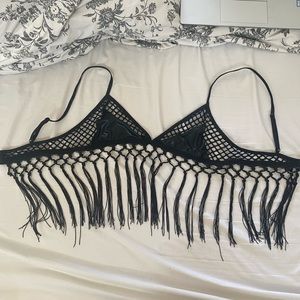 Festival top, black, only-size (fits like a small/med), lace bralette